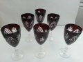 Кристални чаши за вино червен кристал, снимка 1 - Антикварни и старинни предмети - 31060388