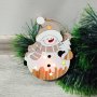 4134 Дървена светеща коледна фигура Снежко със звездички, 13см, снимка 2