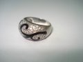 Сребърен пръстен с циркони и емайл, снимка 3