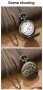 NOUSEG винтидж гравиран джобен кварцов часовник Мотоциклет + верижка, снимка 5