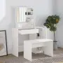 vidaXL Тоалетка с огледало, бяла, 86,5x35x136 см, снимка 3