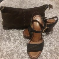 Чанта естествен велур и сандали, снимка 1 - Чанти - 37112562