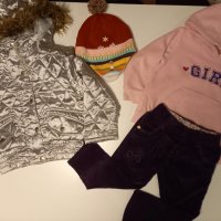 Сребристо яке, джинси, полар и шапка - 92 - 98см, снимка 3 - Детски якета и елеци - 31186044