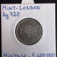 Монета Британска Палестина 50 Милс 1935 г. Сребро aUNC, снимка 2 - Нумизматика и бонистика - 30063603