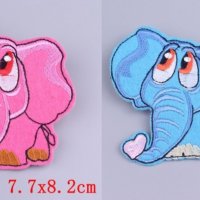 Синьо Розово слонче слон апликация за дреха дрехи самозалепваща се, снимка 1 - Други - 30443685