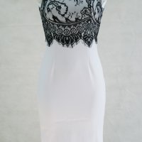 Бяла рокля с черна дантела марка Beauty's Love S, снимка 2 - Рокли - 38325799