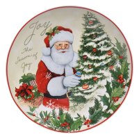 4 броя Комплект коледни чинии, Порцеланови, Дядо Коледа, 19см, снимка 3 - Чинии - 42754902