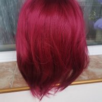 Нова  права червена перука БОБ без бретон - 35см- мод.96, снимка 3 - Аксесоари за коса - 23030464