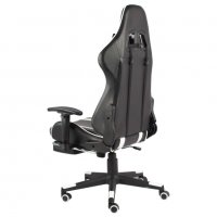 Въртящ геймърски стол с подложка за крака, бял, PVC, снимка 4 - Столове - 38209291