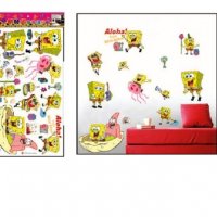 Спонджбоб спондж боб квадратни гащи spongebob стикер лепенка за стена мебел детска стая самозалепващ, снимка 2 - Други - 29426639