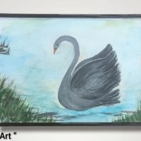 Черният лебед " Акварел , снимка 1 - Картини - 37383789