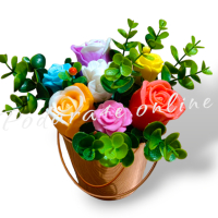 Букет от ароматни сапунени цветя в стилна метална кофичка Подходящ подарък за Осми Март, снимка 5 - Подаръци за рожден ден - 44624155