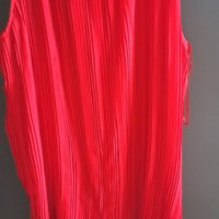 Червена солей, плисирана рокля Л ХЛ размер , снимка 4 - Рокли - 42655452