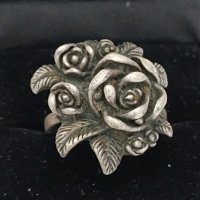Красив сребърен пръстен Роза #37К, снимка 4 - Пръстени - 44383290