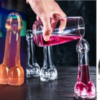 Пенис Атрактивна стъклена бутилка шише чаша шот интересен подарък парти ергенско моминско мъж жена, снимка 1 - Форми - 29258748