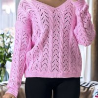Дамски пуловер, кръстосан отзад с красива шарка, 6цвята - 023, снимка 7 - Блузи с дълъг ръкав и пуловери - 39855708