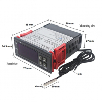 Цифров контролер за температура  с 1 сензор, термостат, терморегулатор 220V, снимка 7 - Друга електроника - 36464668