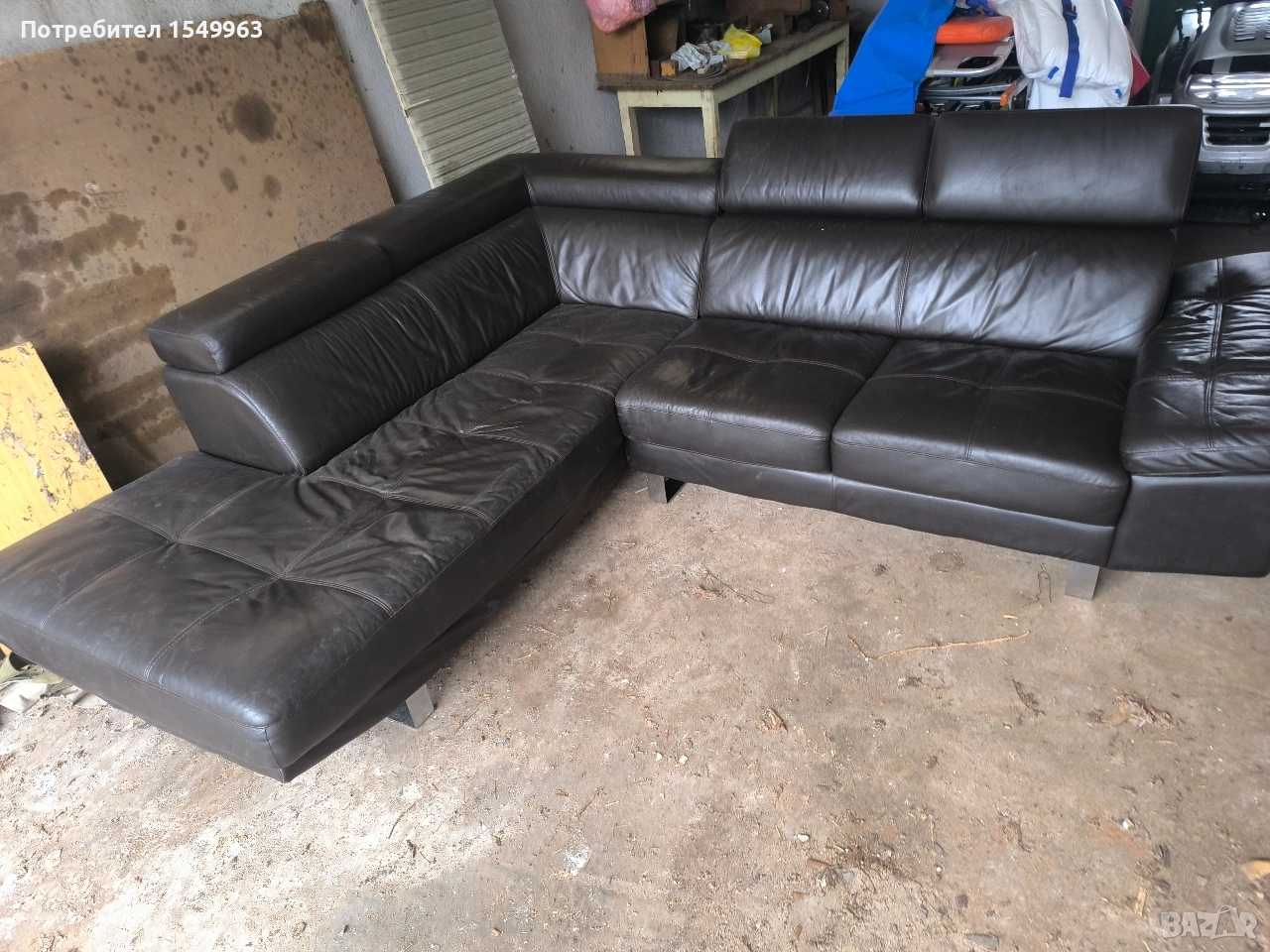 кожен диван естествена кожа , снимка 1