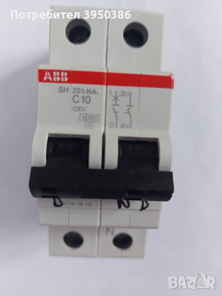 Автоматичен прекъсвач-Шалтер/ АВВ , SH 201-NA , C10, 230 V ,2CDS211103R0104, Made in Germany, снимка 1