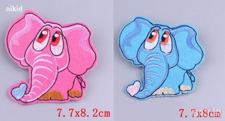 Синьо Розово слонче слон апликация за дреха дрехи самозалепваща се, снимка 1