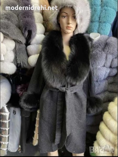 Дамско палто кашмир и естествен косъм , снимка 1