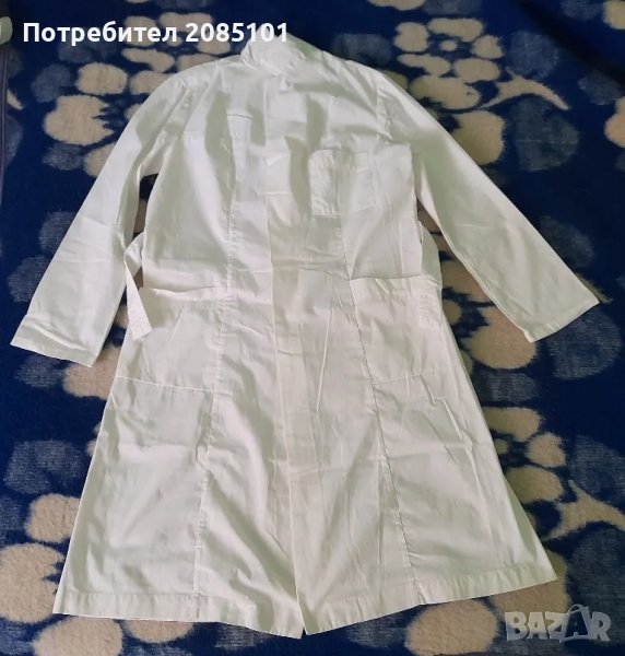 Работна бяла дамска престилка с дълъг ръкав, снимка 1