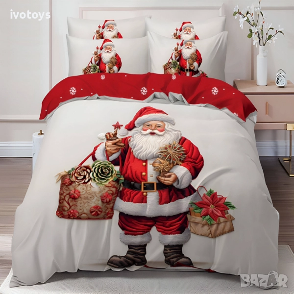 Двулицево коледно спално бельо (Реално изображение), 6 части - Модел WS17144, снимка 1