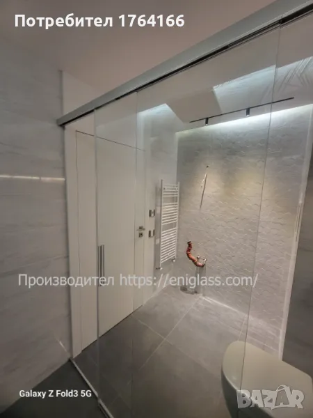 Душ кабина с прозрачно стъкло със скрита плъзгаща система от ЕНИГЛАС, снимка 1