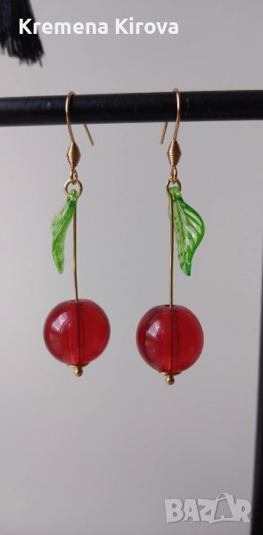 Дамски обеци Череши. Бижута Луди гъби. Със стомана. Идея за подарък., снимка 1