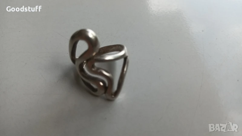 Прьстен,2 сьрца,сребьрен маркировки , снимка 1