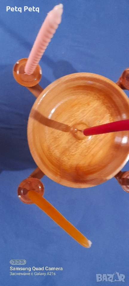 масивен дървен свещник , снимка 1