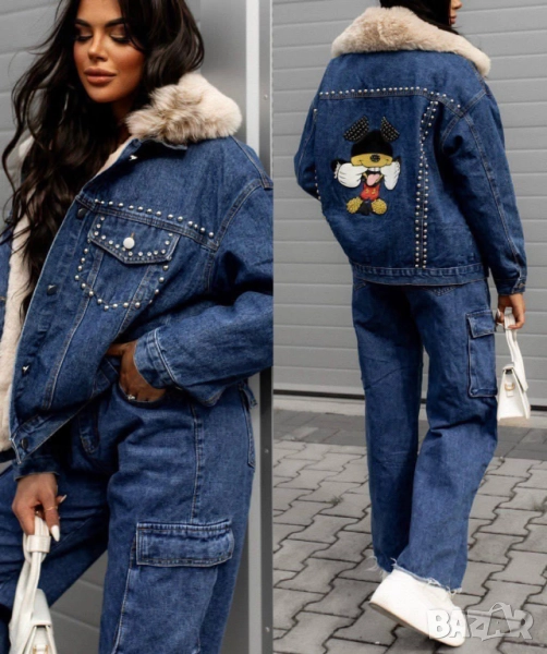 деним яке с пух , снимка 1