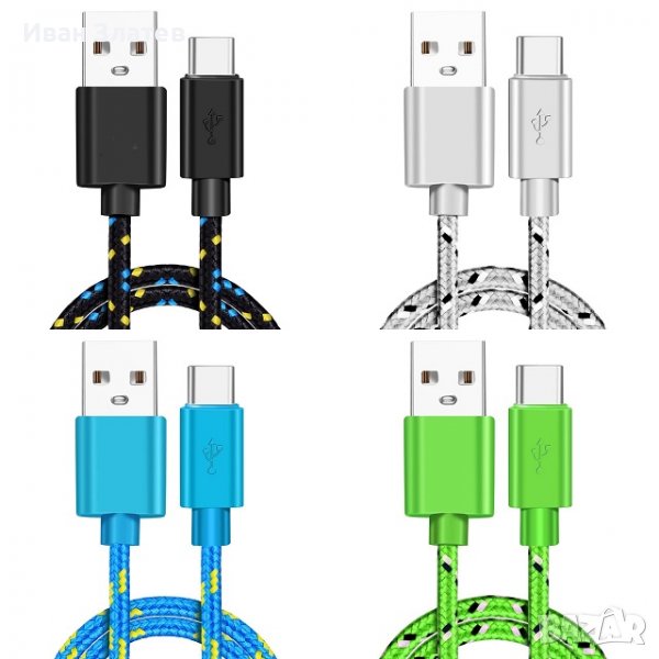 3A USB type C (USB-C) кабел за зареждане и пренос на данни - 2 м., снимка 1