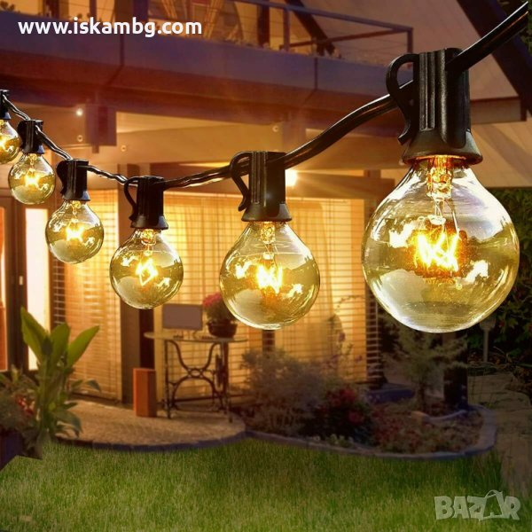 Светещи гирлянди за открито / за навън. Светещ соларен гирлянд с 10 лампи - КОД 3704, снимка 1