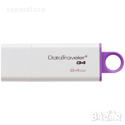 USB Флаш Памет 64GB USB 3.0 Kingston DTIG4/64GB Flash Memory, DataTraveler I G4, Бяло - Лилава, снимка 1