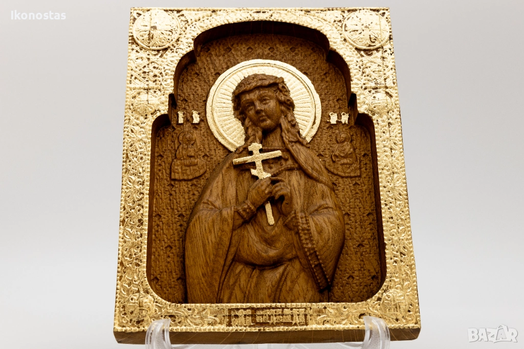 Релефна православна икона от дъб с позлата – Света Надежда, снимка 1