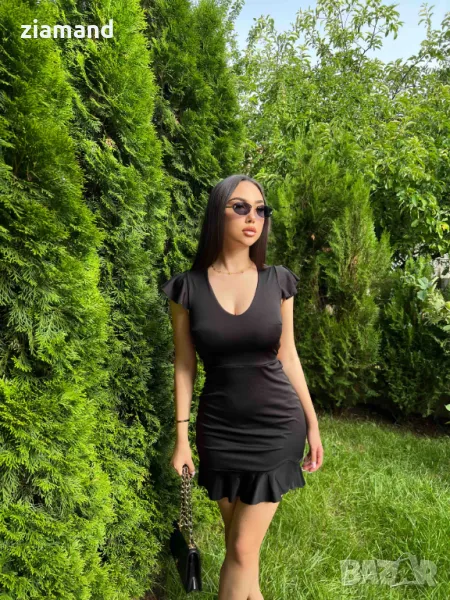 Рокля гол гръб с връзки черна, снимка 1