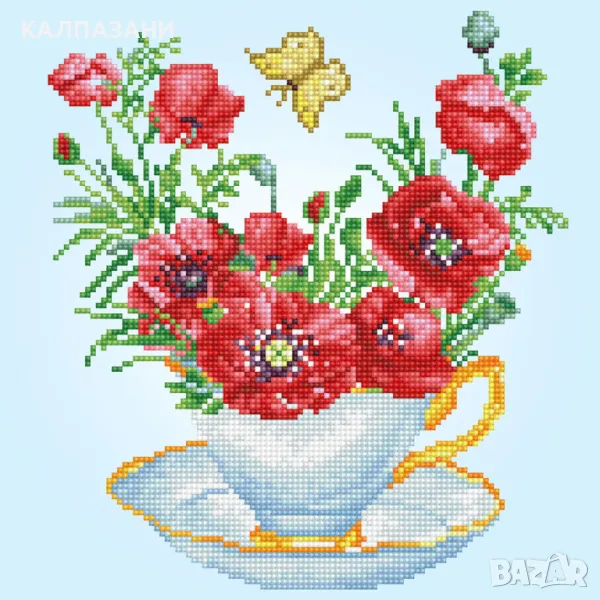 Diamond Dotz Диамантен гоблен Teatime Poppies 5851 диаманта SD3405 , снимка 1