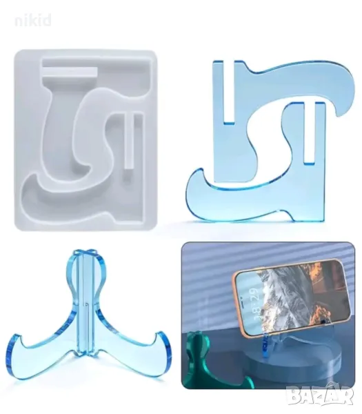 поставка основа дисплей стойка статив стенд за рамка пано силиконов молд форма смола гипс декор, снимка 1