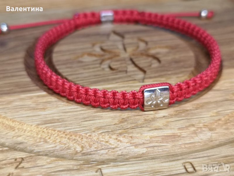 Мъжка гривна със сребърни елементи, плочка с лого Unik, снимка 1