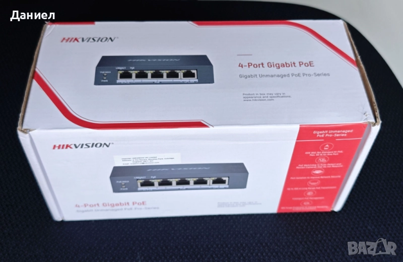 4+1 портов гигабитов PoE+ суич Hikvision DS-3E0505HP-E, снимка 1