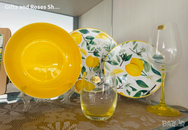 Порцеланов сервиз за хранене с Лимони - 18 части, снимка 1