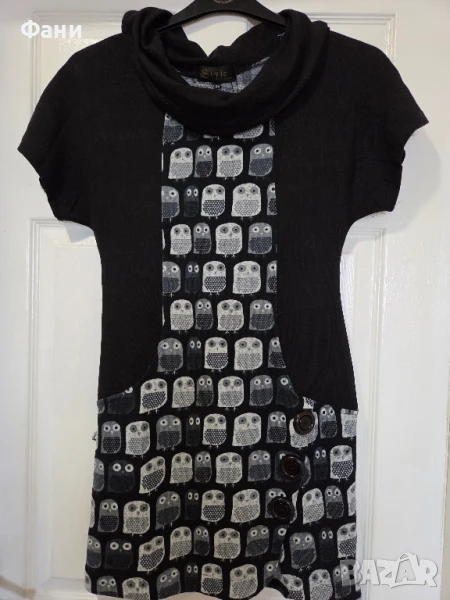 Нова черна рокля с бухали, снимка 1