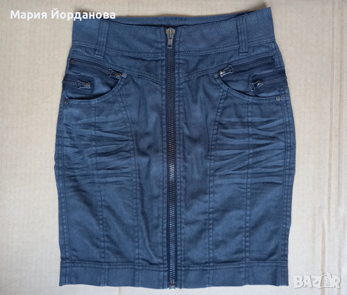 Къса черна дънкова пола Sia Mia, XS, снимка 1