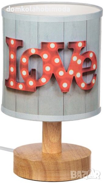 Дървена настолна лампа с надпис LOVE/220-240V/E14/кабел 120см,, снимка 1