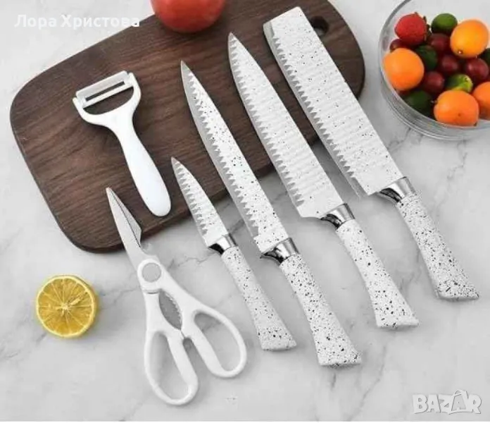 Комплект кухненски ножове от 6 части Zepter ZP-009B- бял, стилен и прецизен избор за всяка кухня, снимка 1