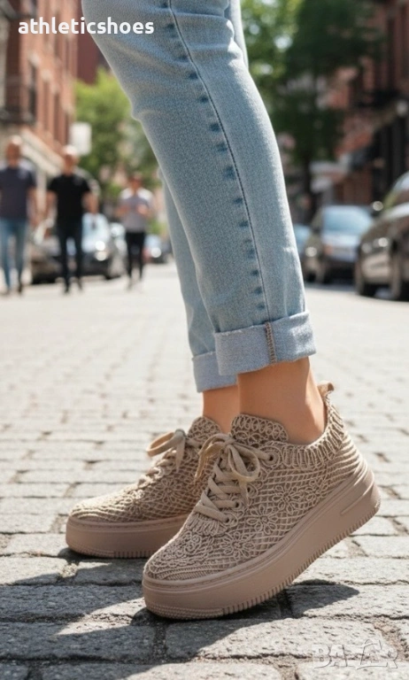 Дамски маратонки от дантела на платформа-2026, снимка 1