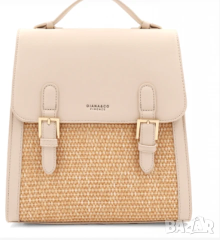 Кокетна дамска раничка, със сламени детайли, снимка 3 - Раници - 50622276