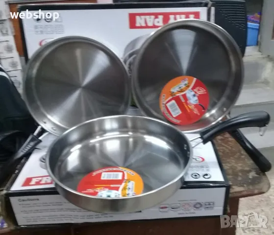 ПРОМО!! Комплект три тигана Shik, Неръждаема стомана, Индукция, Диаметър 22, 24, 26 см, снимка 2 - Съдове за готвене - 48674126