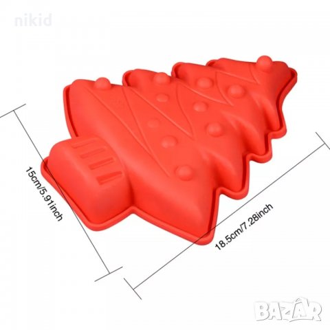 декорирана Елха с топки средна силиконова форма за кекс желе декорация, снимка 3 - Форми - 20610032